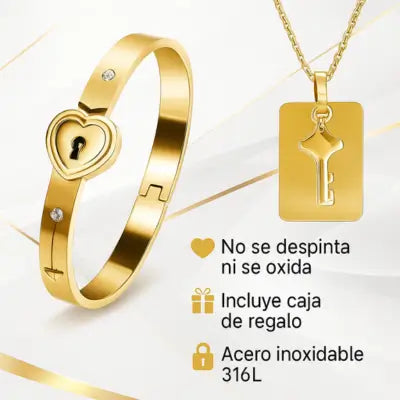 Set Amor en Acero Inoxidable – Collar y Brazalete + Caja de Regalo GRATIS 🎁