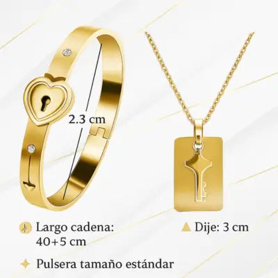 Set Amor en Acero Inoxidable – Collar y Brazalete + Caja de Regalo GRATIS 🎁
