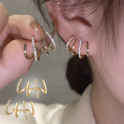 ✨ Aretes 4 en 1 Claw - Enchapados en Oro 14K ✨