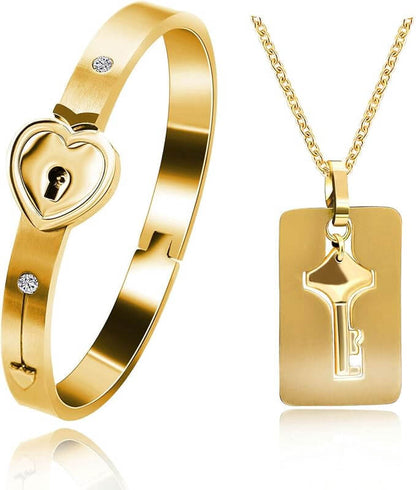 Set Amor en Acero Inoxidable – Collar y Brazalete + Caja de Regalo GRATIS 🎁