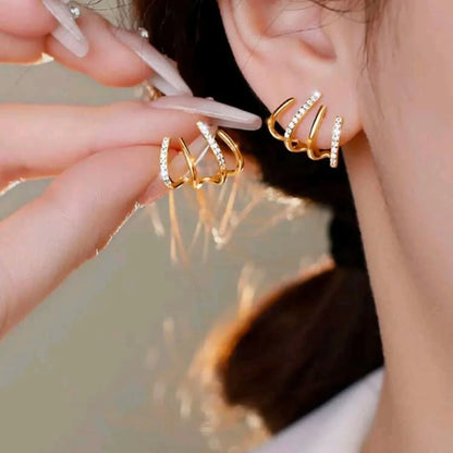 ✨ Aretes 4 en 1 Claw - Enchapados en Oro 14K ✨