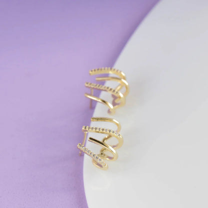 ✨ Aretes 4 en 1 Claw - Enchapados en Oro 14K ✨