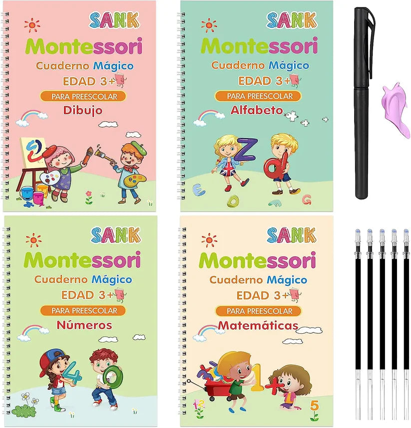 🎉 OFERTA Día de los Niños!✨ KIT x4 Cuadernos de Caligrafía Montessori