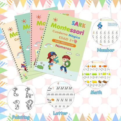 🎉 OFERTA Día de los Niños!✨ KIT x4 Cuadernos de Caligrafía Montessori